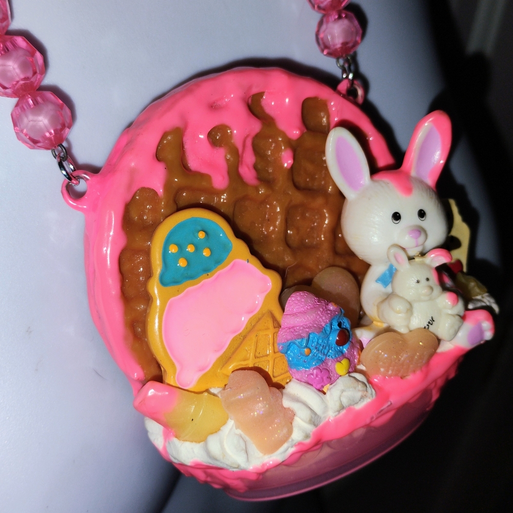 Kawaii Icecream Bunny Waffle Necklace